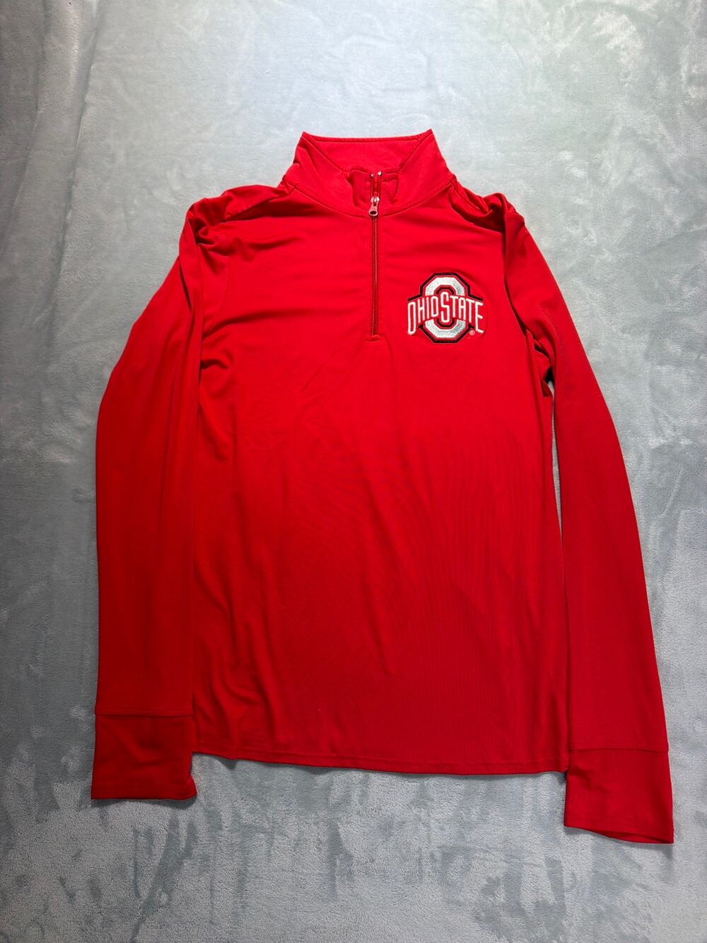 Ohio State Varsity Mens M Performance Quarter Zip Pullover Scarlet Red Spandex